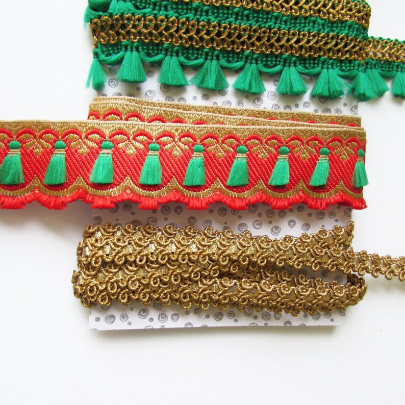 Assorted Christmas Fabric Trims Bundle 4 Yards Golden Lace  Etsy
