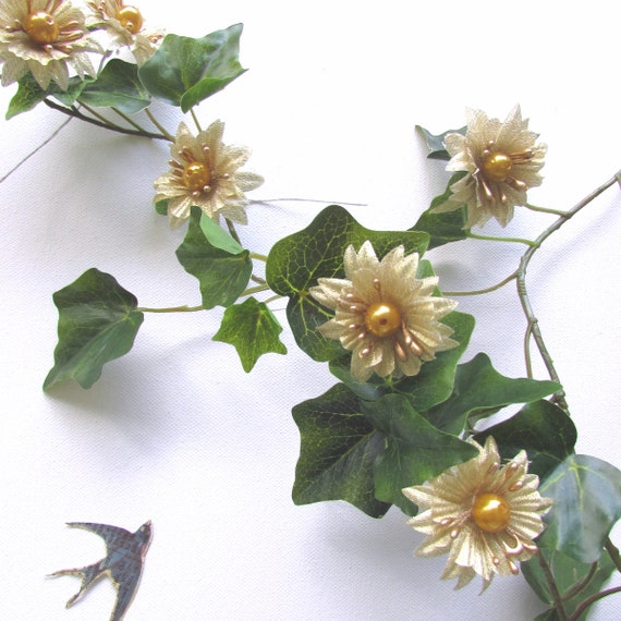 6 Gold silk flowers Small gold fake flowers for Christmas Etsy