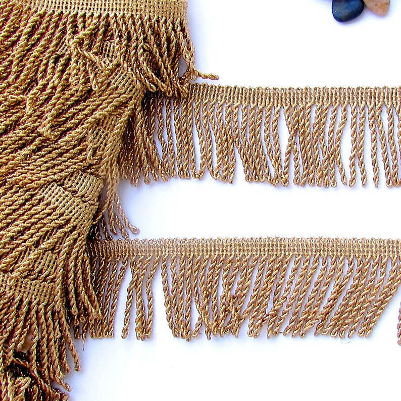 Twisted braided cord gold fringe trim 5 cm drop Metallic gold Etsy