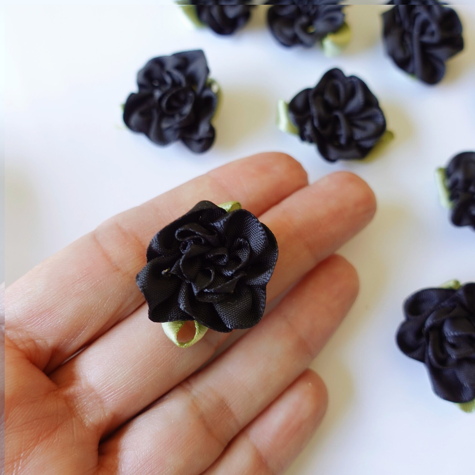 10 French Ribbon Roses Small Fabric Flower Appliques Sewon Etsy UK