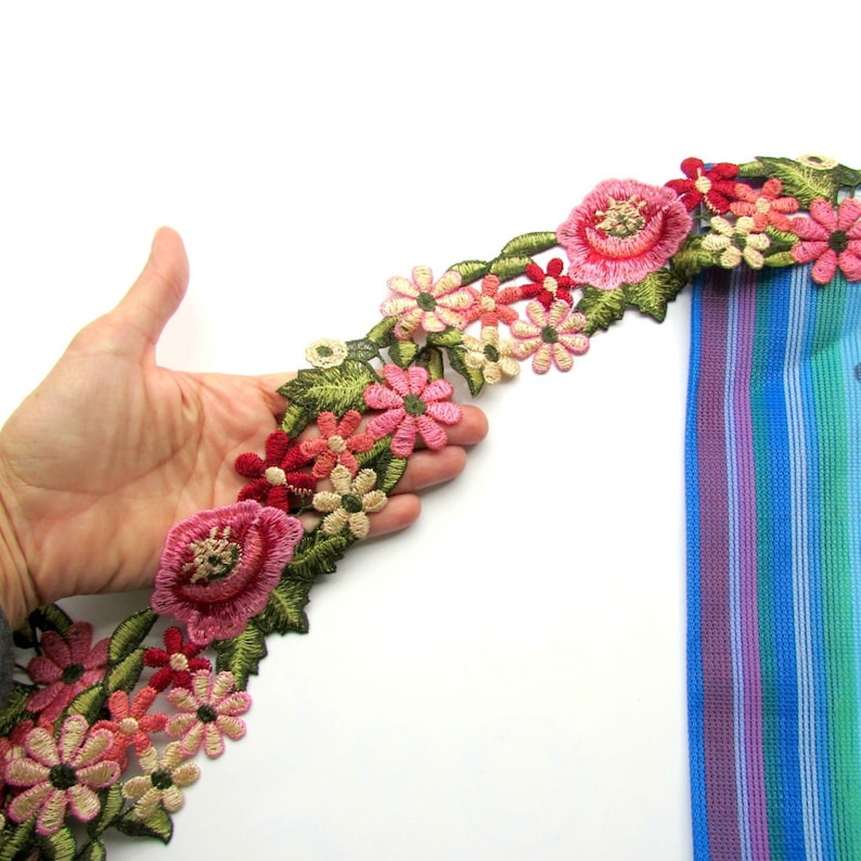1 Yard Pretty Blue Floral Lace Trim Embroidered For DIY Craft Wide 10 1//2/"