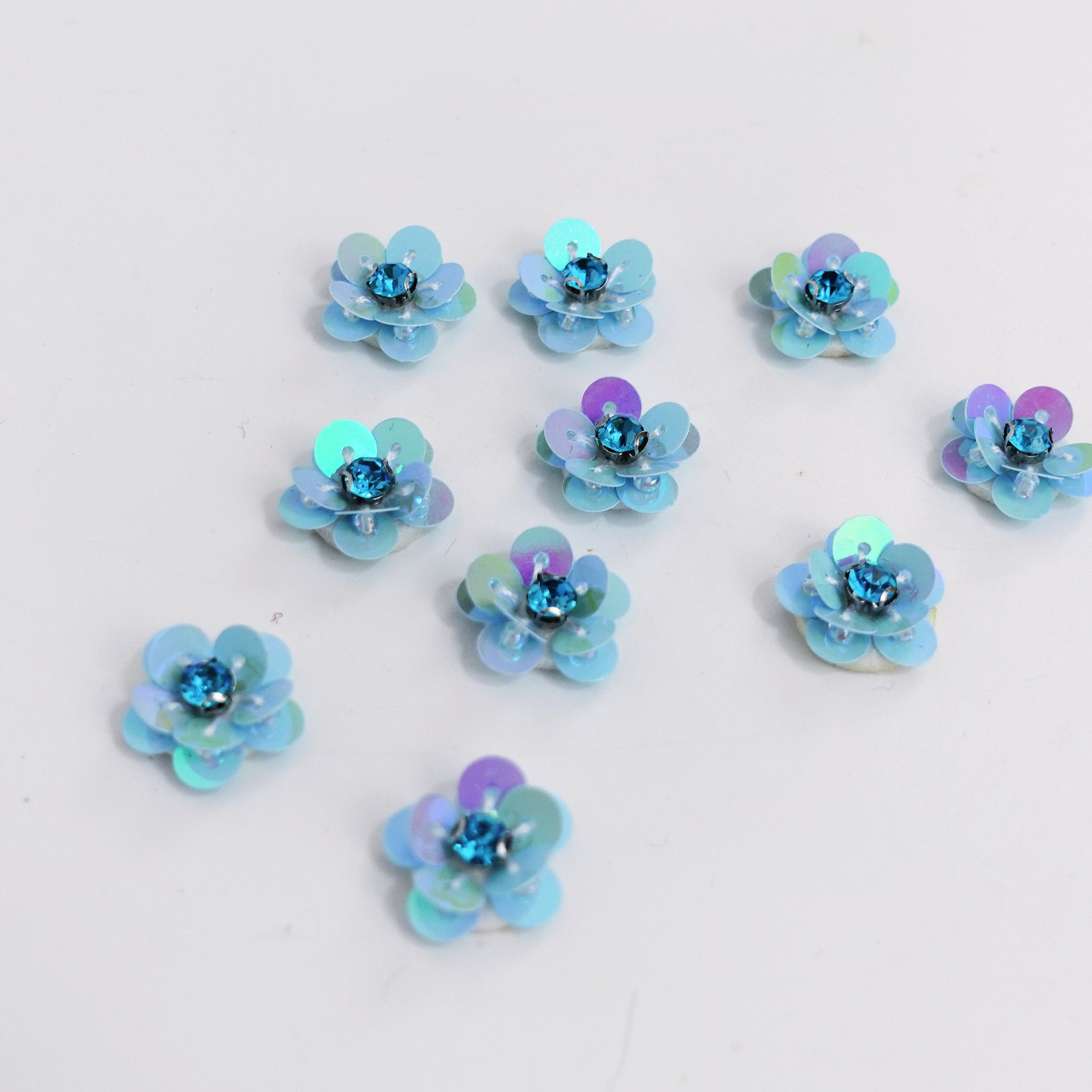 10 Mini Pink Sequence Flowers With Rhinestone Center Sequin - Etsy UK
