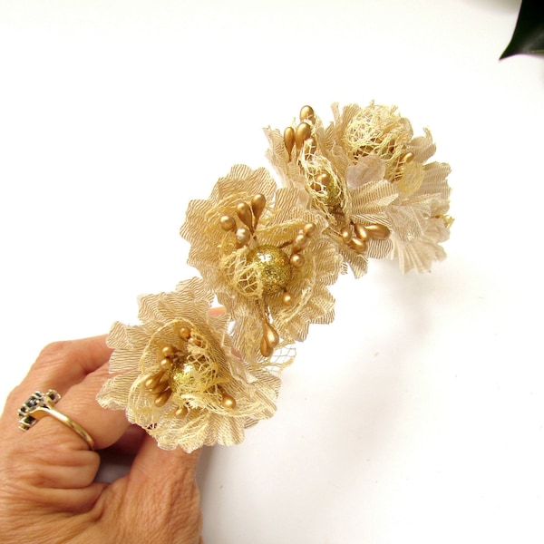 Fake White and Gold Flowers Etsy