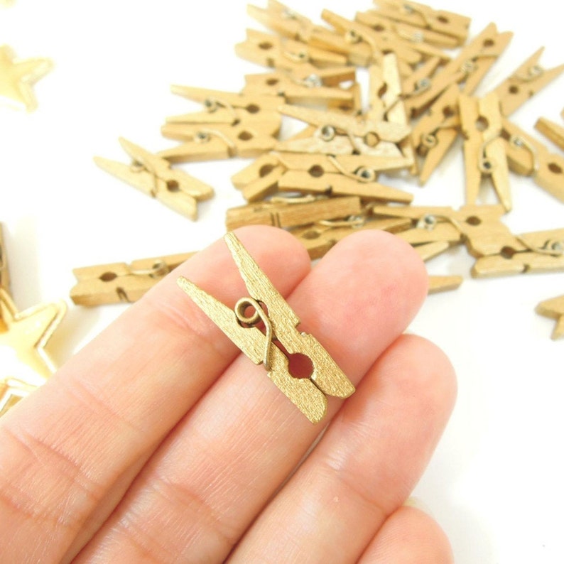 GOLD Mini Pegs 25mm Small Golden Wooden Clothespins Etsy UK