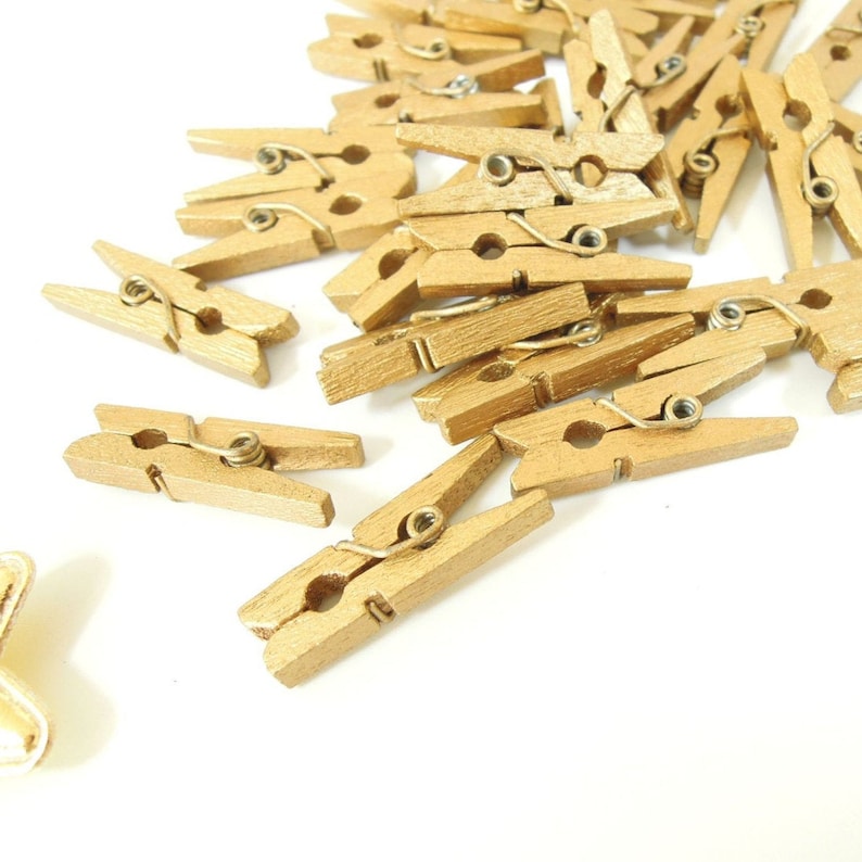GOLD Mini Pegs 25mm Small Golden Wooden Clothespins Etsy UK