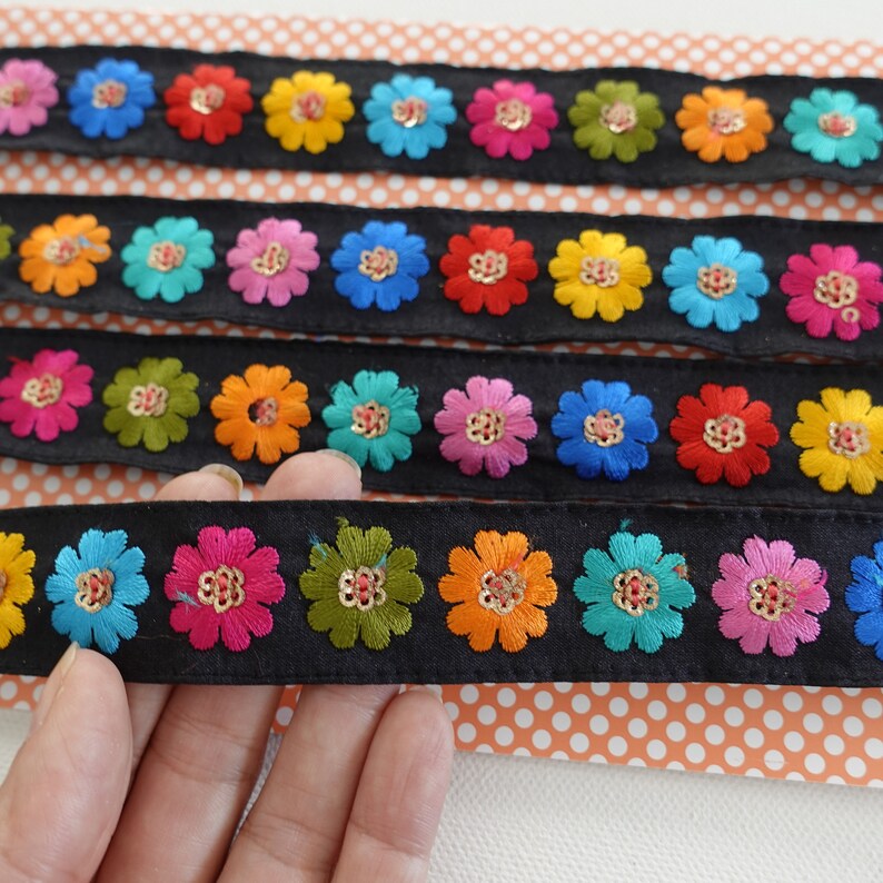 3 Yards Embroidered flower lace 2.6 cm wide image 9