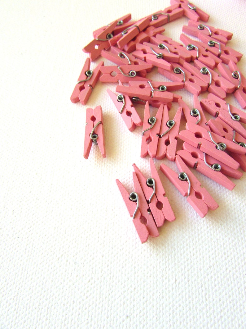 30 PINK small wood bunting pegs 25mm Little pegs for girl Etsy