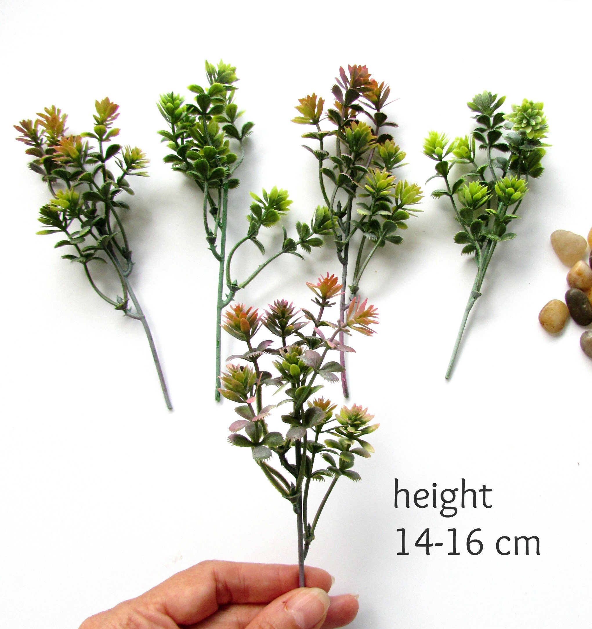 Set of 3 Artificial Succulents Stems Faux Greenery Sedum Etsy