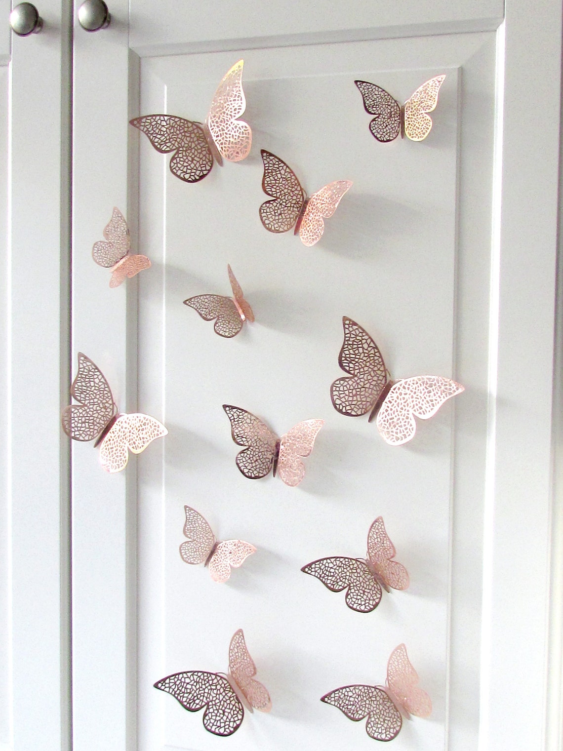 12 Home Decor Rose Gold foil butterflies Wall Butterfly Etsy