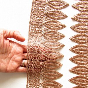 2 yards Venice lace trim 9 cm wide, Guipure trim 3 colors, Bronze, Pink, Blue