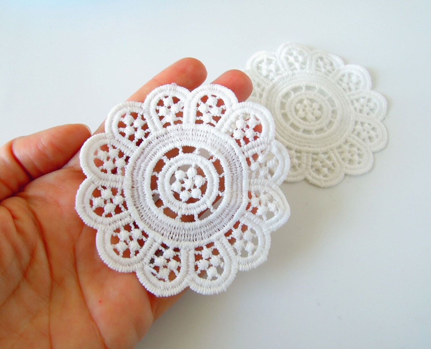 5 White cotton doilies 6 cm Cotton lace flat doilies White Etsy