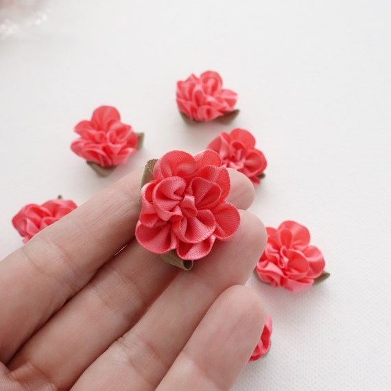 Llave Es barato batalla 10 rosas de cinta hechas a mano apliques de flores de tela - Etsy España