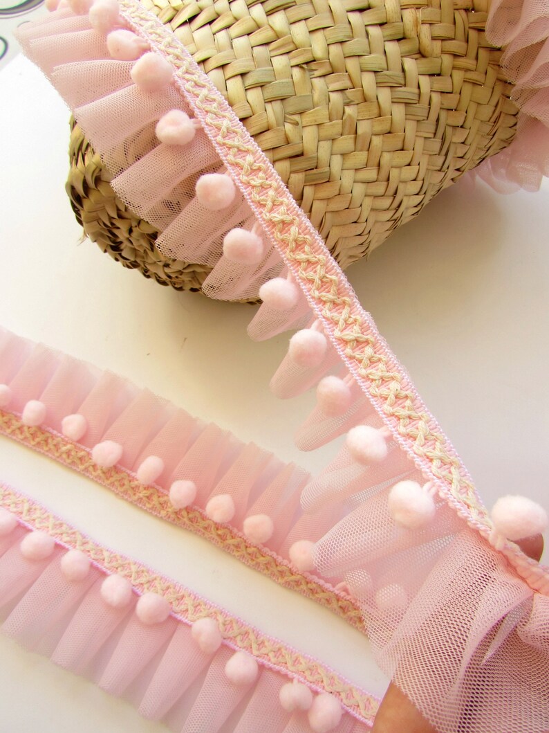 Pompom Tulle Pleated Trim by the Yard Ruffled Tutu Lace With Etsy