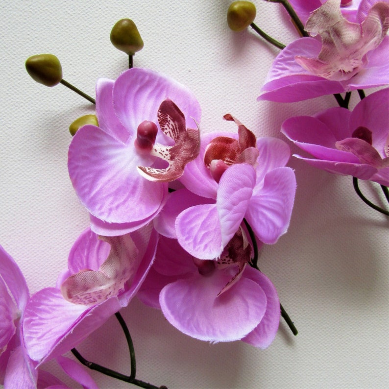 9 Artificial Pink Orchids set of 3 stems Fake silk Orchid Etsy