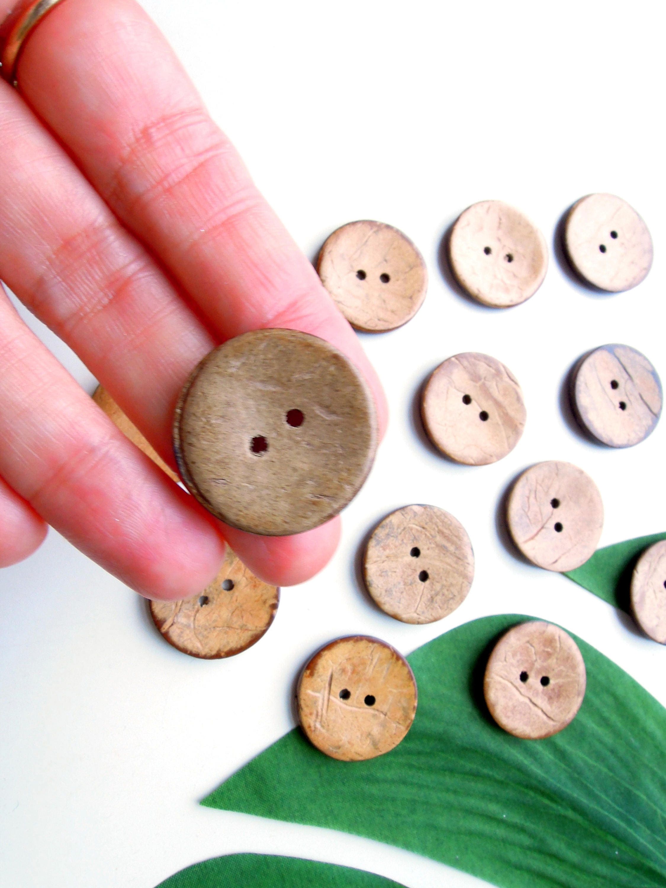 10 Large brown sewing buttons 25mm 1 inch 2 holes made Etsy