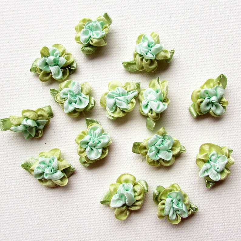10 French ribbon roses Small fabric flower appliques Sewon Etsy