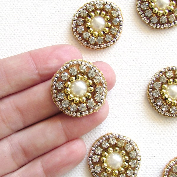 9 Perles rondes perlées et strass Embellissements 2,5 cm
