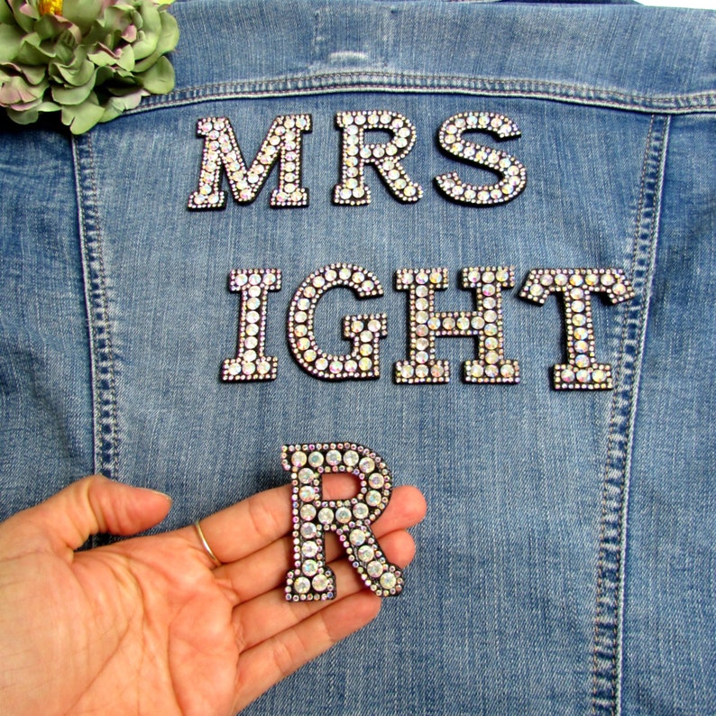 Black Iron-on Monogram Letters Rhinestone Iron-on Initials - Etsy