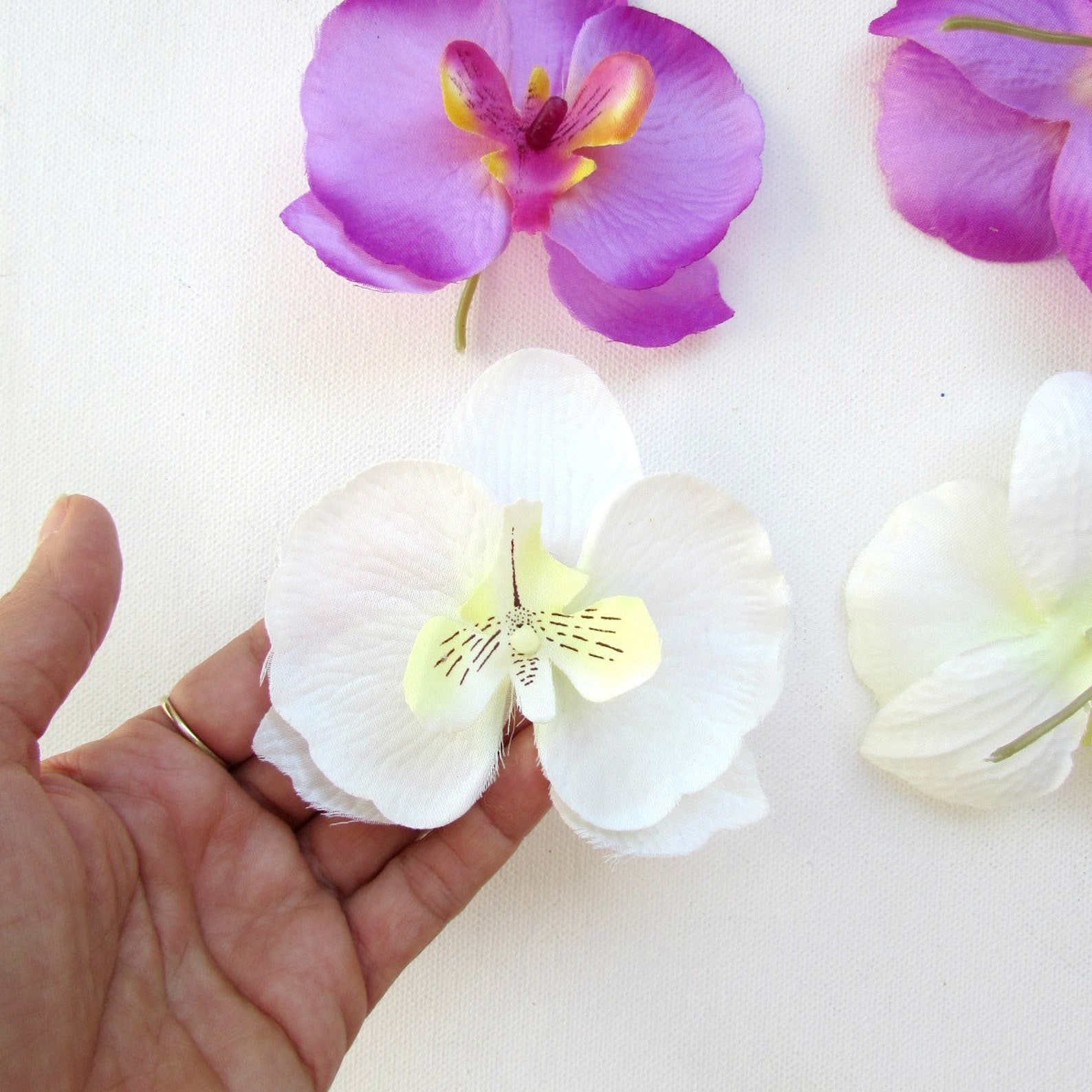 6 Artificial Orchid Flower Heads Fuchsia Orchid Flowers Etsy
