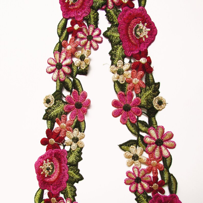 Flower embroidered lace trim by the yard 2 2/3 inch wide Etsy