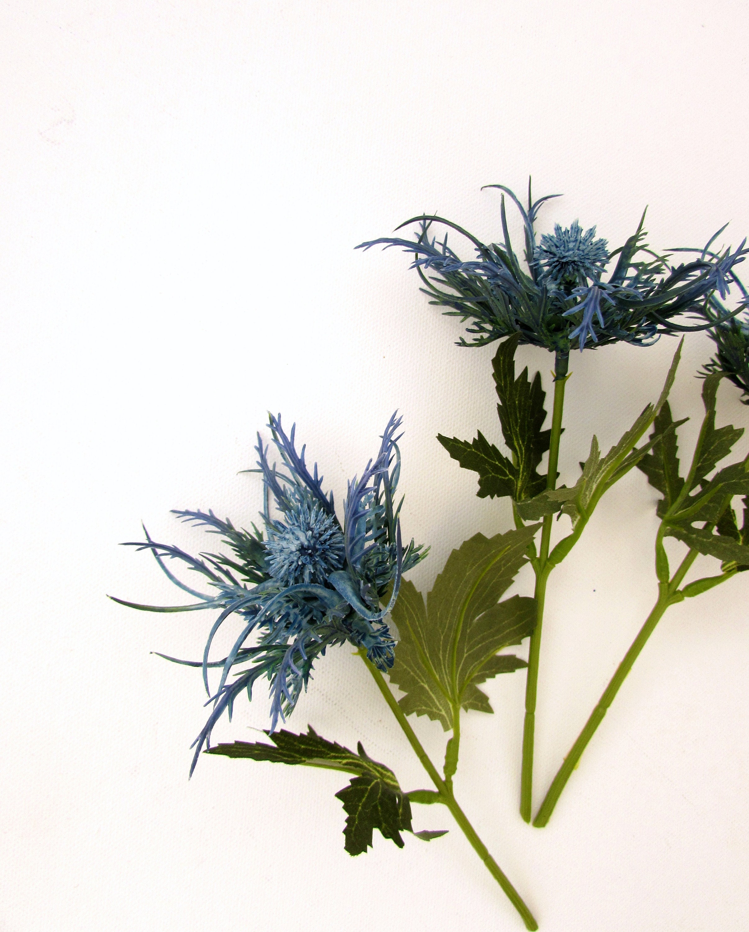 Artificial Blue Thistle Flower Set of 3 Artificial Spiky Mum Etsy