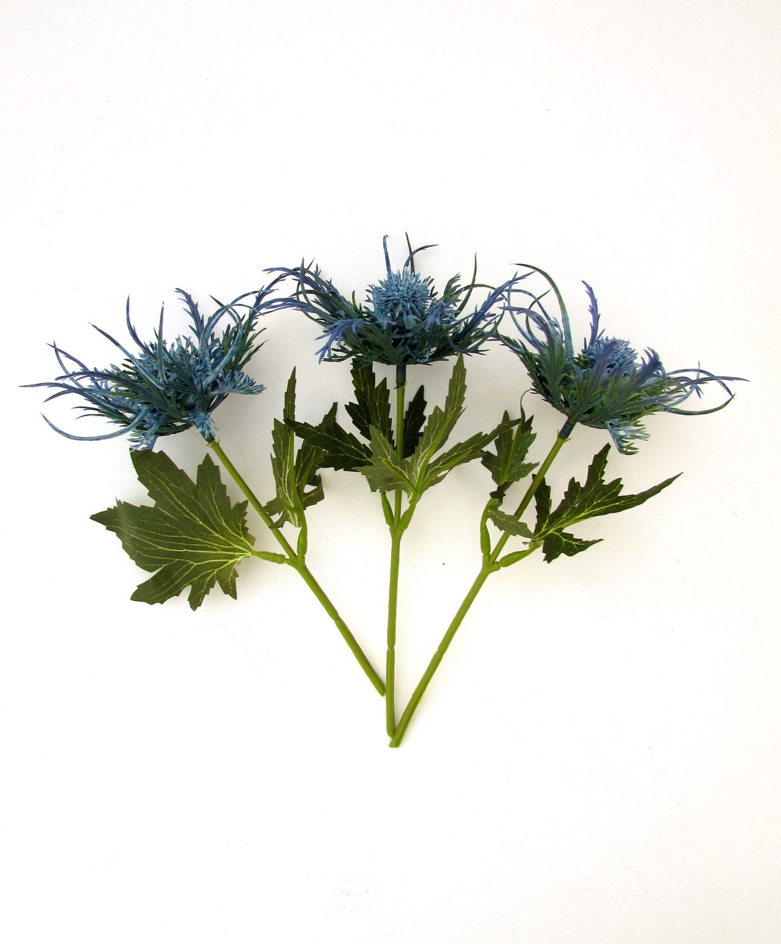 Artificial Blue Thistle Flower Set of 3 Artificial Spiky Mum Etsy