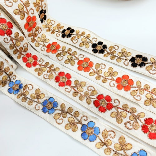Embroidered Indian Trim by the Yard Indian Fabric Trim Sari Etsy