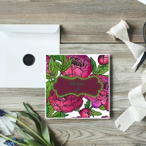 Biglietto d'auguri per la mamma, biglietto d'auguri floreale scritto in inglese e arabo, all'interno è vuoto per il tuo saluto