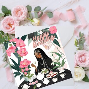 Pacote de 3 cartões de mulheres negras Hijabi, cartão de felicitações islâmico elegante para ela, cartões de felicitações Hijabi de 6 polegadas por 6 polegadas para irmãs muçulmanas negras