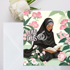 Pacote de 3 cartões de felicitações Hijabi, elegante cartão de felicitações islâmico para ela, cartões de felicitações Hijabi de 6 polegadas por 6 polegadas para irmãs muçulmanas negras
