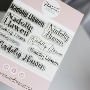 Welshe kerststempels, Nadolig Llawen-stempels voor kaarten maken, Welsh-stempels voor kaarten maken, scrapbookingateliers