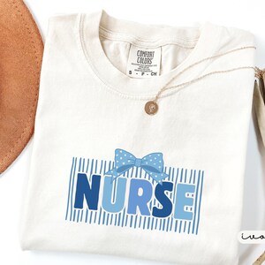 Comfort Colors Bow Coquette Nurse Shirt, Retro Nurse Tshirt, Nurse Vintage Shirts, Nursing Graduates Gift, RN Shirt, Nurse Appreciation Tee