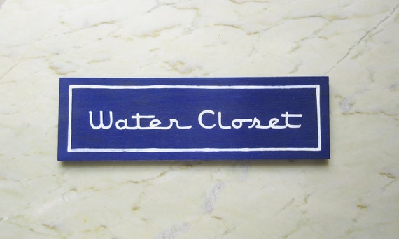 Water Closet French Enamel Blue Painted Sign French Enamel Etsy