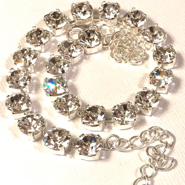 Swarovski Crystal Wedding Necklace - Crystal Necklace, Bracelet, Earrings - Classic Clear Diamond Swarovski Crystals Metal Choice