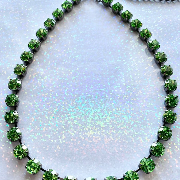 Made with Swarovski Crystals Cup Necklace, Bracelet or Earrings - Peridot Green Crystal Swarovski Crystals in a Cup Chain