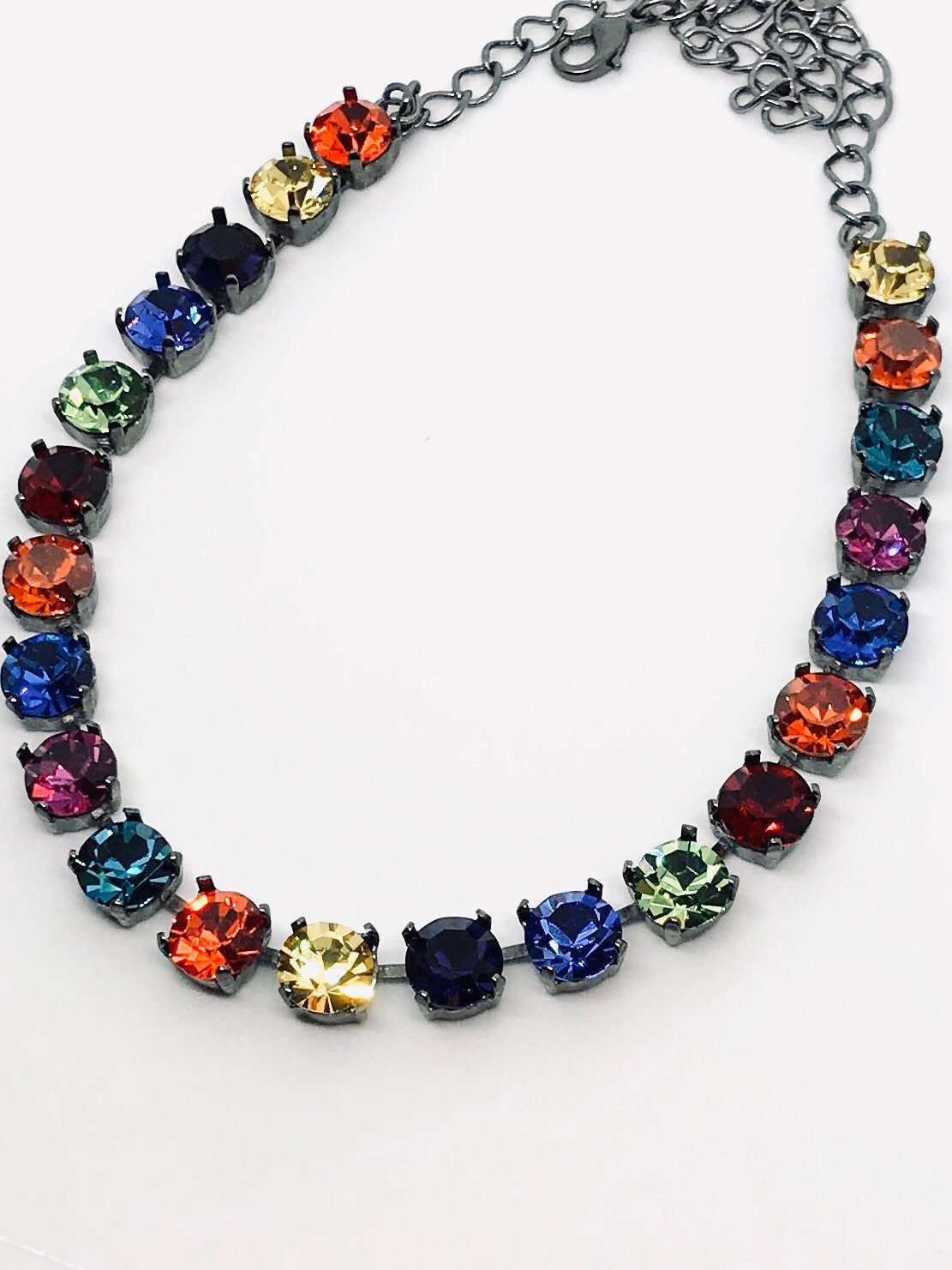 Fiesta Rainbow Crystal Necklace Crystal Tennis Bracelet - Etsy