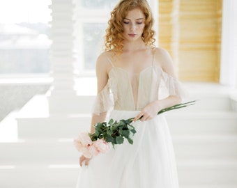 Custom lace corset for further tailoring wedding dress Wedding Corset with long lace sleeves Separates Wedding Gown White Wedding Corsets