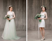 Set of bridal separates, convertible wedding dress "Vesta", wedding separates, bridal top, short wedding dress, tulle separate wedding skirt