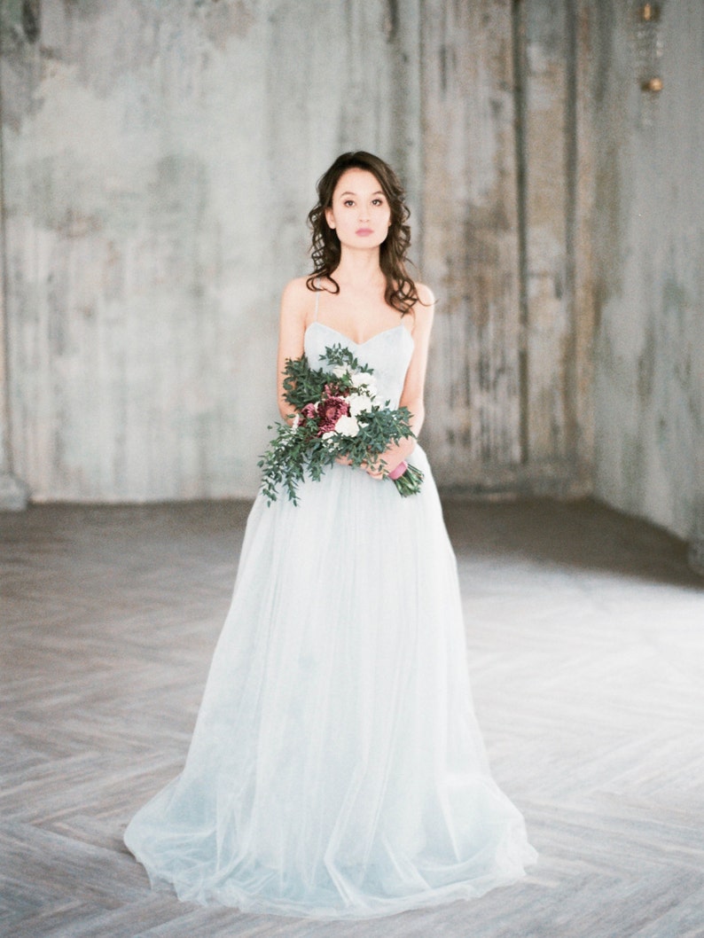 Wedding dress TARA // Tulle wedding dress gray wedding dress Etsy