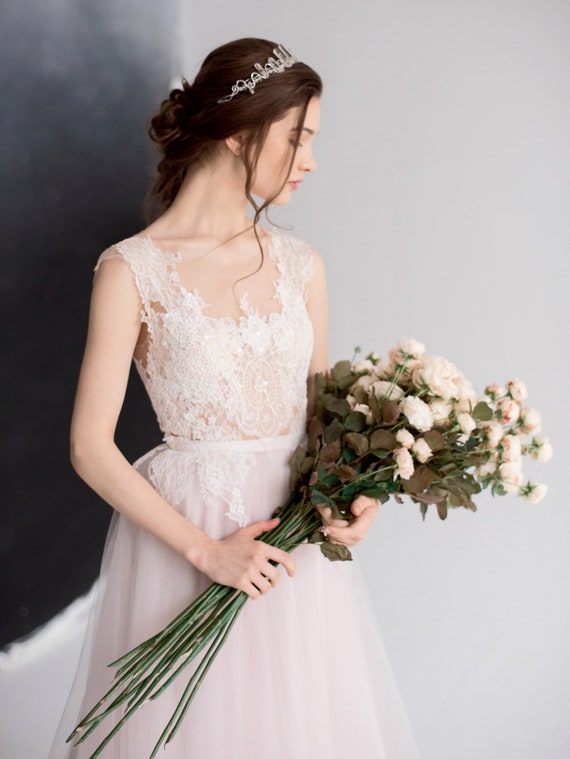 Wedding Dress Iriya Ethereal Wedding Dress With Illusion Etsy