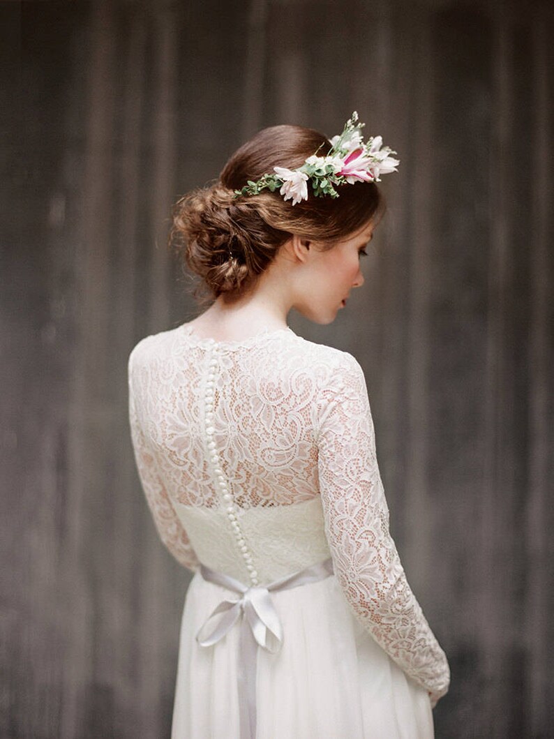 long sleeve lace rustic wedding dress