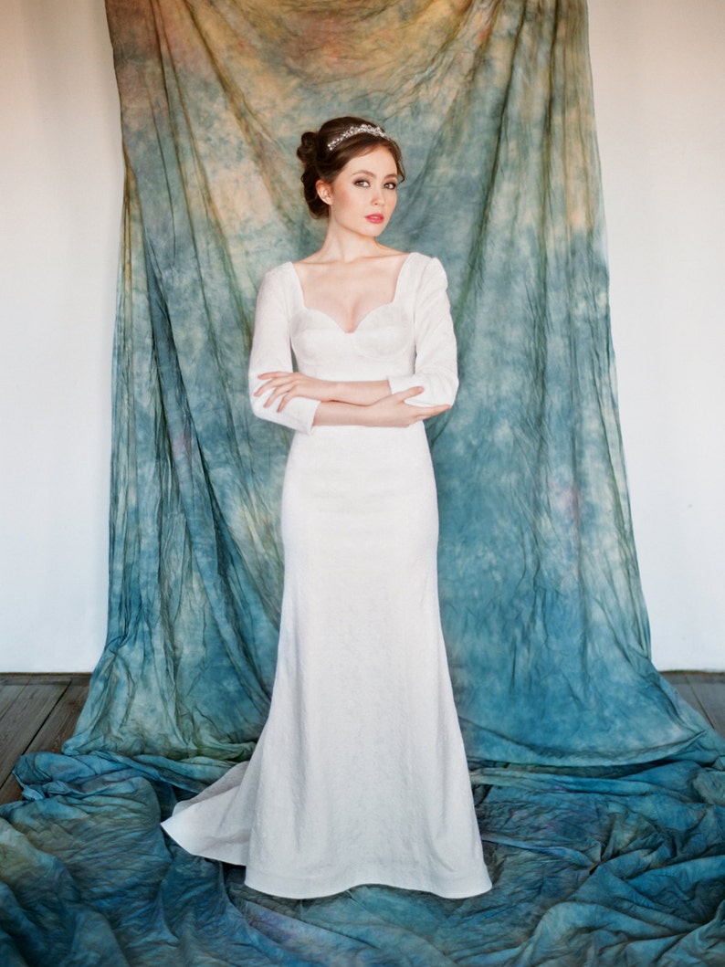 Long Sleeve Wedding Dresses with Turquoise