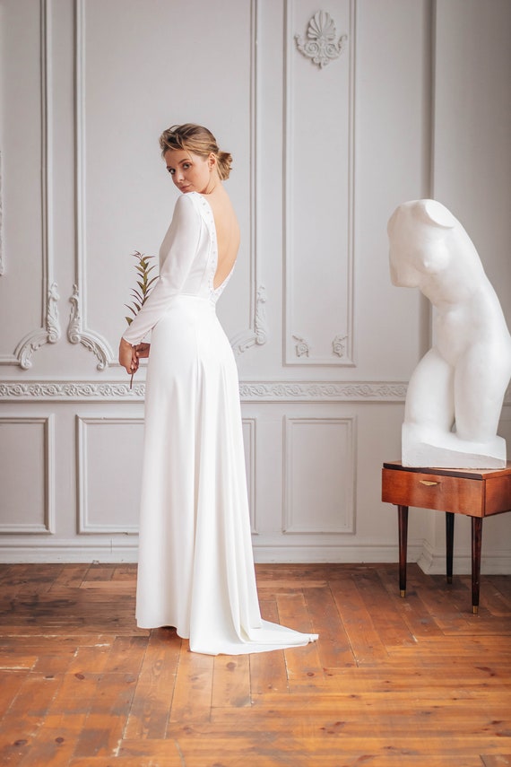 deep v wedding gown