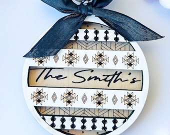 Boho aztec personalized Christmas ornament 2022