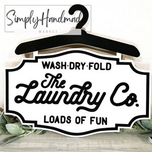 Wash Dry Fold Hanger Laundry Room Sign Decor