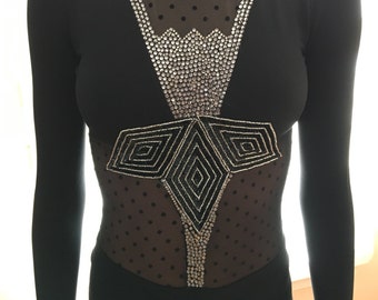 Black and Silver Leotard, Adult Medium