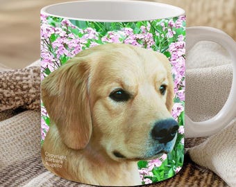 Golden Retriever Mug: Ceramic 11 & 15 oz, Golden Lover Gift