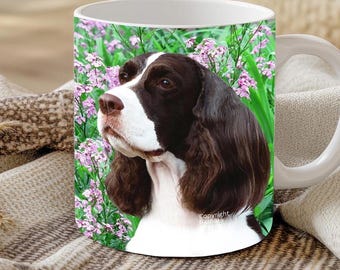 English Springer Spaniel Mug: Ceramic 11oz and 15oz, Liver & Wt Springer Lover Gift