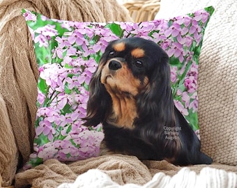 Cavalier King Charles Spaniel Throw Pillow: With Insert or Cover Only, B&T Cavalier Gift