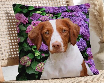 Brittany Throw Pillow: With Insert or Cover Only, Hydrangea Floral Design, Brittany Gift